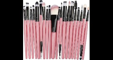 20Stuks Make-Up Kwasten Set Roze Zwart Oogschaduw Foundation Poeder Eyeliner Wimper Lip Make Up Borstel Cosmetische beauty Tool Kit Hot