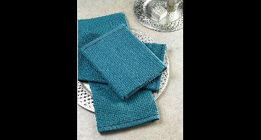 Handdoek Wafelkatoen, 'Petrol Blauw', De Witte Lietaer, 90x50cm