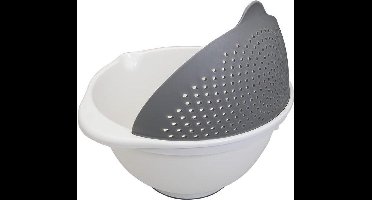 Metaltex Vergiet en kom 2-in-1 - 25 Cm - inhoud 3,5 Liter - Wit/grijs