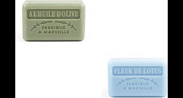 Soap bar set - zeep savon de marseille Huile d olive + Fleur de lotus 2x125 gr.