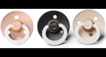 BIBS fopspenen T2 | glow in the dark blush, black en vanilla | maat 2 | 6-18 maanden | speen | spenen