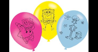 Amscan - 6 Latex Ballonnen - SpongeBob - 27 cm
