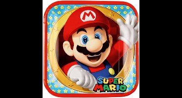 Super Mario thema verjaardag eet bordjes - 16x - Karton - kinderfeestje feestartikelen