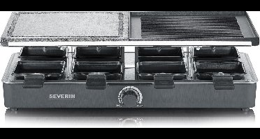 Severin RG 2371 Raclettegrill met natuurlijke grillsteen en grillplaat zwart