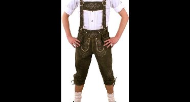 Lederhose groen deluxe knee-over + borduur (echt leer) - Maatkeuze: Maat 56