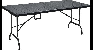 ERRO Vouwtafel - Campingtafel - inklapbare tafel - plooitafel - klaptafel met houtlook - 180x74cm - zwart