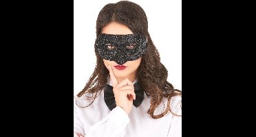 Vegaoo - Zwart glitter masker voor volwassenen