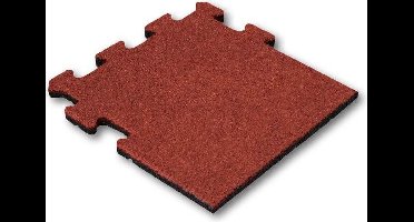 Rubber tegel 25mm 50x50 cm Rood - Puzzelsysteem Zijstuk