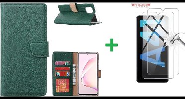 Hoesje Geschikt Voor Samsung Galaxy A41 Boek hoesje + 2X Screenprotector Groen