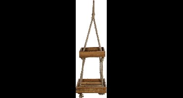 Etagere gerecycled hout aan touw 2-laags L 30x30x5 S 25x25x5cm
