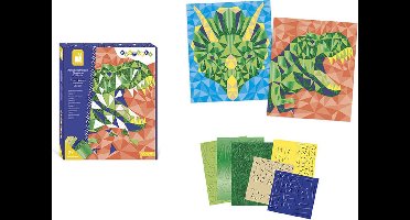 Janod Mysterix - Mozaiek Foamstickers Dinosaurus - Knutselset - Versier 2 Verschillende Afbeeldingen Met Gekleurde Stickers - Geschikt Vanaf 7 Jaar