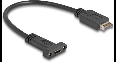Delock USB 10 Gbps Cable USB Type-E Key A 20 pin male to USB Type-C™ female panel-mount 25 cm