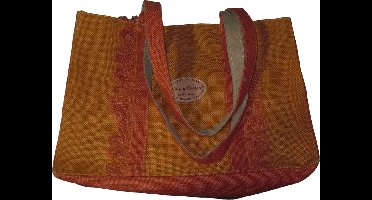 Schoudertas/Strandtas dames oranje tinten met rafels