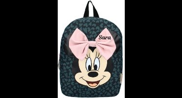 Rugzak Minnie Mouse Hey It's Me leopard groen met naam