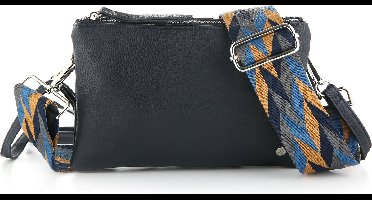 Crossbody Schoudertas - Crossbodytas - Compact - Kleine tas - Dames - Imitatie Leer - Navy - Blauw