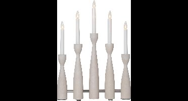 Star Trading kandelaar 'Midja', LED, 5-armig, hout, wit geglazuurd