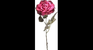 Emerald Kunstbloem roos Pascal - fuchsia roze - 65 cm - decoratie bloemen