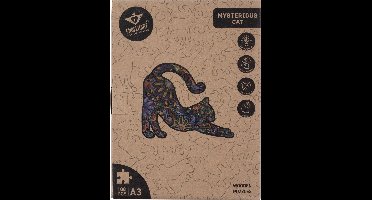 Houten Puzzel Kat – 108 Unieke Puzzelstukjes – A3 Formaat Grote Houten Legpuzzel – Dieren Puzzelspel – Compact en Ontspannend Denkspel – Inclusief Opbergetui – Engelhart