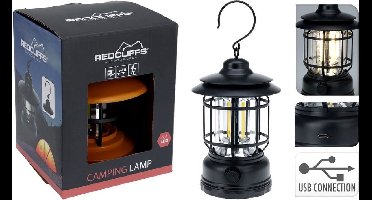 Redcliffs Campinglamp USB Oplaadbaar Zwart