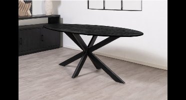 Eettafel Florence ovaal mangohout 200x100 cm - Zwart | Sandblasted