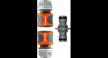 Gardena koppelingsset: Slangkoppeling voor slangverlenging 13 mm (1/2") en 15 mm (5/8"), ook onder hoge waterdruk, eenvoudige montage (18283-20), Zwart, Oranje, Grijs