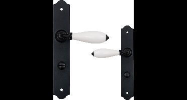 Deurklink set Rustica WC63 - zwart met porseleinen greep - klassiek - retro model