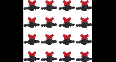 16 stuks kunststof tuinkraan, druppelirrigatie schakelklep voor 16 mm buis, dubbele mannelijke prikkeldraad afsluiter, kunststof slangaansluitingen voor landbouwtuin