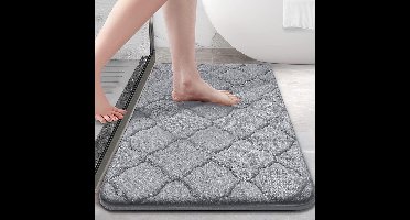 Lux Antislip Memory Foam Badkamermat, antislip, zachte badmat, absorberend, wasbaar, onderhoudsarm, 40 x 60 cm, grijs