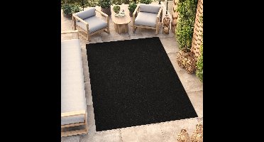 Tapiso Mono Vloerkleed Zwart Binnen en Buiten Tapijt Maat- 120x170