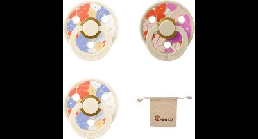Bibs studio fopspenen maat 2 (6-18 maanden) Set 3 fopspenen + speenzakje - 2x Flower child ivory, 1x Flower child vanilla