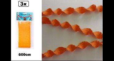 3x Crepe guirlande oranje 600cm - verjaardag vlaglijn festival thema feest Koningsdagparty