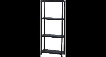 Perel Opbergrek met 4 legplanken, montage zonder gereedschap, inclusief muurbevestigingsbeugels, capaciteit per schap 20 kg, 60 x 30 x 138 cm, 3.2 kg, polypropyleen, zwart