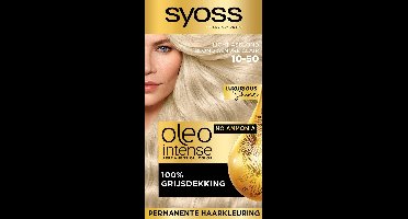 Syoss Oleo Intense 10-50 Haarverf - Licht Asblond - Permanente Haarkleuring - Ammoniakvrij - Met Voedende Oliën - 100% Grijsdekking - Langdurige Kleur - 1 stuk