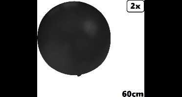 2x Mega Ballon 60 cm zwart - Halloween Super Ballon carnaval festival feest party verjaardag landen helium lucht thema