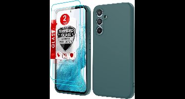 Hoesje Geschikt Voor Samsung Galaxy A54 Hoesje siliconen Pine Groen zacht siliconen hoesje TPU backcover - Met Screenprotector - 2 stuks