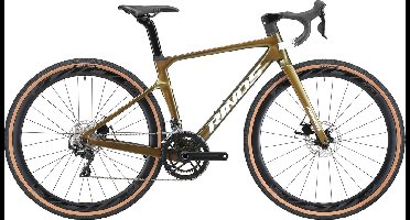 Rinos Sandman 1.0 - Carbon Gravel Fietes - Gravel Bike - met Shimano SORA 18 versnellingen en schijfremmen - lichte fiets voor dames en heren - 700 x 40C - Kameleon Goud- Groen 56