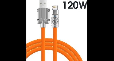 Siliconen Lightning USB Kabel 1,5 m – 120 W Snel Opladen – Duurzaam Zinklegering + Metalen Uiteinden – Oplaadindicator – iPhone, iPad, Tablet