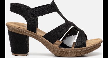 Rieker Sandalen met hak zwart Nubuck - Dames - Maat 38