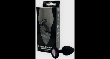 Power Escorts Kleine Silicone Zwarte Plug Met Een Roze Steen