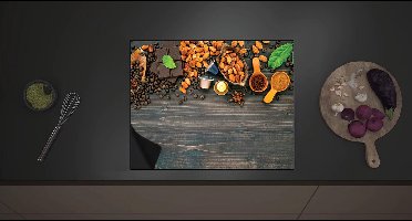 Inductie Beschermer - Chocolade en Noten Specerijen - 60x52 cm - 2 mm Dik - Inductieplaat Beschermer met zwarte kern