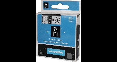 D1 compatible standaard labels wit-zwart 9mm