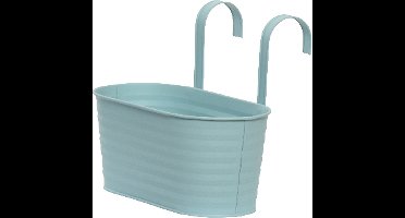 Decoris Bloembak ophangbaar - zink - 32 x 16 cm - lichtblauw