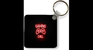 Sleutelhanger - Uitdeelcadeautjes - Gaming - Quotes - Gaming and chill - Neon - Rood - Plastic