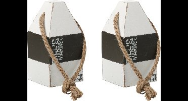 Excellent Houseware Deurstopper - 2x - havenpaal maritiem hout/touw 18 cm