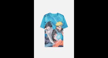 Naruto - Naruto & Sasuke - Digital Printed Heren T-shirt - XS - Blauw