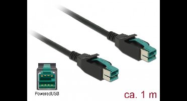 Delock PoweredUSB cable male 12 V > PoweredUSB male 12 V 1 m for POS printers and terminals