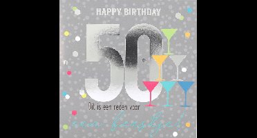 Depesche - Cijferkaart met muziek, vierkant met de tekst "50 - Happy Birthday Dit is een reden voor ..." - mot. 042
