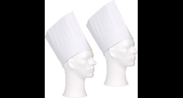 ComFort koksmuts - 2x - wit - papier - 19 cm - volwassenen - chef mutsen