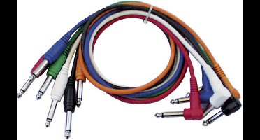 DAP Patch kabel, mono, rechte + haakse connectoren, set van 6 kleuren, 60 cm