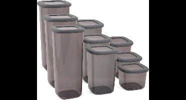 Asir - Opbergdoos set (9 stuks) - Antraciet - 10 x 24,5 x 10